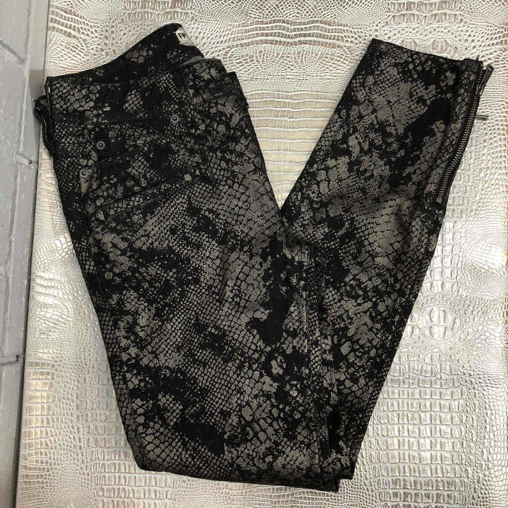 Free People Women’s Metallic Python Print Skinny … - image 7